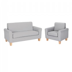 Image of Sense of Place Gray Vinyl Couch and Chair