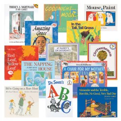 3 years & up. Leap into learning through reading and build a fantastic library collection! We have blended traditional and newer titles for a variety of themes, illustrative techniques, and writing styles. Paperback-hardback combination. Set of 13 books.