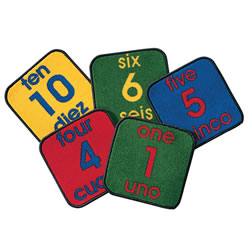 Image of Bilingual Numbers Seating Squares - 12" x 12" - Set of 10