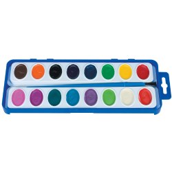Image of 16 Watercolor Paint Trays with Brush - Single