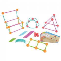 Grades 1 & up. Catch on to geometry! Combine sticks in 3 sizes, along with curves for making circles and cylinders, with two different connectors to build 2-D shapes, and even work to make 3-D shapes. Features soft pieces and simple connectors - perfect for working on 1st grade CCSS concepts. Includes 80 sticks and curves in 3 sizes, 40 connectors, and 15 double-sided activity cards.