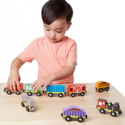 Image of Wooden Magnetic Train Cars - 8 Pieces