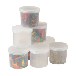 Image of Clear Plastic Jars with Lids - Set of 8
