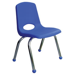 Image of Kaplan Classic Classroom Chrome Plated 16" Chair with Blue Seat