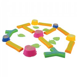 18 months & up. Made of durable plastic with soft, non-slip surface lines and rings, this unique set allows children to practice balance and gain confidence as they explore the path they created. The pieces can be arranged in endless combinations to develop and enhance gross motor skills. Straight logs are 19"L and tallest stumps are 5.5"H.