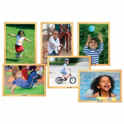 3 years & up. Promote good physical health practices with this set of wood puzzles showing children in motion. Children can share similarities and differences with their experiences in swimming, jumping, biking, and much more as they piece these puzzles together. Puzzles measure 9" x 12" with 7 to 12 pieces each.