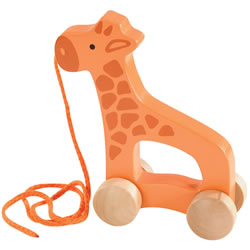 Image of Push & Pull Wooden Giraffe with Handle and String