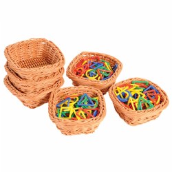 Image of Square Plastic Woven Baskets - Set of 6