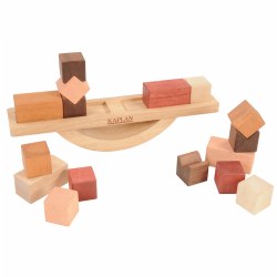 This 17-piece Wooden Block Balance set provides a hands-on STEM experience featuring cubes, rectangles and notched squares to creatively stack on the curved balance board. Explore and experiment by arranging the blocks on each side of the board to evenly distribute weight to achieve a balanced result. Children will develop STEM-based skills such as spatial sense, estimation, reasoning, probability, and the concepts of none, more, less, most, smaller, smallest, bigger, biggest. Included: Balance Board, 8 Cube Blocks, 4 Rectangle Blocks, and 4 Notched Square Blocks.