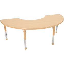 Image of Nature Color Chunky 36" x 72" Half Moon Table with Adjustable Legs