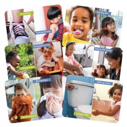 3 years & up. Teach healthy habits with this fun Developing Life Skills and Good Practices Puzzles. This set of puzzles promotes responsible and safe routines and behaviors. These puzzles promote critical thinking, fine motor skills, problem solving, and collaborative play. Encourage children to talk about their daily routines with a partner. This set of puzzles features real images of the routines. Set of 6. Measures 9"L x 12"W.