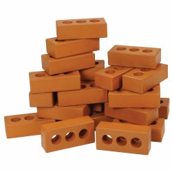 3 years & up.  Build to new heights with this fantastic collection of realistic pretend bricks! This 25-piece set of lightweight foam bricks stack easily for endless creative building projects. The foam construction is water proof, but not UV-resistant; if kept outside for a long time, the colors will fade. Activity card(s) included. Bricks measure 8"L x 3.5"W x 2"D.