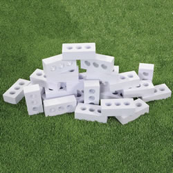 3 years & up. Build "ice" structures year round with this fantastic collection of realistic pretend ice bricks! This 25-piece set of lightweight, weather-proof foam ice blocks stack easily for endless creative building projects and harrowing adventures. Perfect size for encouraging gross motor development and creativity in little ones. Activity card(s) included. Bricks measure at 8"L x 3 .5"W x 2"D.