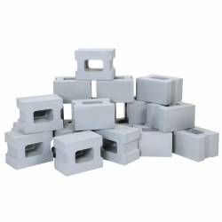3 years & up. Build to new heights with this fantastic collection of realistic pretend cinder blocks! Whether you are building a skyscraper or designing your new home, the possibilities are endless. This 20-piece set of lightweight foam cinder blocks stack easily for endless creative building projects and harrowing adventures. Perfect size for encouraging gross motor development.The foam construction is water proof, but not UV-resistant; if kept outside for a long time, the colors will fade. Activity card(s) included. Bricks measure at 7"L x 6"W x 5"D.