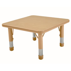 Image of Nature Color Chunky 24" x 24" Square Table with Adjustable Legs