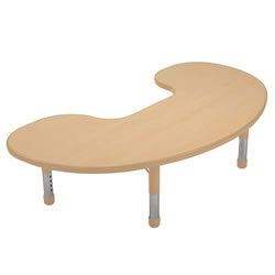 Image of Nature Color Chunky 32" x 60" Jelly Bean Table with 12" - 16" Adjustable Legs