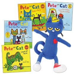 Image of Pete the Cat Doll and 4 Paperback Book Set