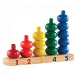 2 years & up. Introduce early math concepts like color recognition and counting with the 1 to 5 Ring Counter. The color-coded numbers on the base assist children in successfully placing the corresponding rings. As children place the rings on the posts they will practice their fine motor skills and hand-eye coordination. Each counter measures 1"H x 1.5"D. The entire product measures 9.5"L x 2.5"W x 6.5"H.