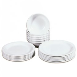 Image of White Melamine Mealtime Serving Set - Set of 18