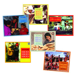 This round-the-world photographic book set introduces young children to the concept of the world's people, the places they live, and how they work and play. Each book tours the globe to develop a strong interest in cultures and ethnic heritage while showing differences in young children. Set includes 6 paperback books.