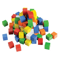 Image of Wooden Assorted Color Cubes with Jar - 102 Pieces