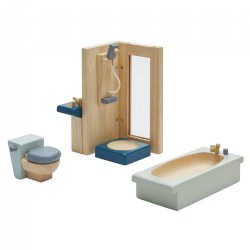 Image of Wooden Dollhouse Bathroom Furniture Group - 4 Piece Set