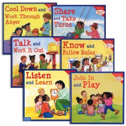 4 years & up. Use this series of books to help children learn, understand, and practice basic social and emotional skills. Start engaging conversations with your child or students, using the books to guide questions and conversation. Each book contains real-life situations, diversity of characters, and concrete examples to themes. Set of 6 paperback books have 40 pages each.