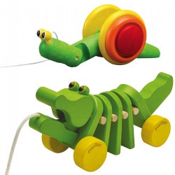 Image of Pull Along Snail and Dancing Alligator Pull Toys