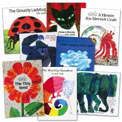 2 years & up. Introduce more books to your class with this whimsical Eric Carle Paperback Books set. These wonderful stories by well-known author Eric Carle will delight children while encouraging them to explore new concepts. Each book is complete with friendly characters and bright-colored illustrations. Encourage your children to ask questions about vocabulary they're unfamiliar with. Set of 8. Paperback.