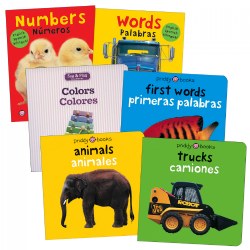 12 months & up. Provide a more inclusive learning experience with these Toddler Basics Bilingual Board Books. This bilingual book set offers an opportunity to boost literacy and language development with students proficient in either language. Each book is written with Spanish and English appearing side-by-side on the pages. Encourage your children to ask questions about the vocabulary words they're unfamiliar with. The books contain thick pages that are easy for smaller hands to turn. Set of 6.