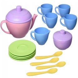 Image of Eco-Friendly Soft Colored Plastic Tea Set