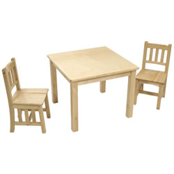 Image of Birch Wood Mission Table with Two Chairs