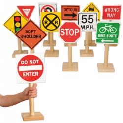 Image of Deluxe International Traffic Signs with Wooden Bases