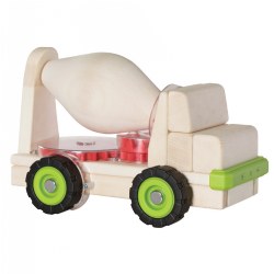 3 years & up. Building upon the multi-faceted early childhood development benefits of unit block play, this solid beechwood truck is designed to overlay a lesson on how a simple machine works. This large cement truck carries a cement mixer which is connected to the wheels of the truck by five different gears. When the truck is moved, the cement mixer turns, teaching children to recognize and investigate the mechanics of using gears. Use Unit Blocks (sold separately) along with this Block Science Big Truck to teach simple machine and STEM concepts while encouraging construction, deconstruction, teamwork, social interaction and self-expression. Measures 15.25"H x 5.5"D x 9"L.