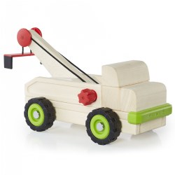 3 years & up. Building upon the multi-faceted early childhood development benefits of unit block play, this sturdy wooden truck is designed to overlay a new lesson on how a simple machine works. This large wooden tow truck teaches children how to use wheel and axle technology by cranking the handle in the front of the truck bed to watch how the pulley works by raising and lowering cargo. Use Unit Blocks (sold separately) with this Block Science Big Truck to teach simple machine and STEM concepts while encouraging construction, deconstruction, teamwork, social interaction and self-expression. Measures 15.25"H x 5.5"D x 11.25"L.
