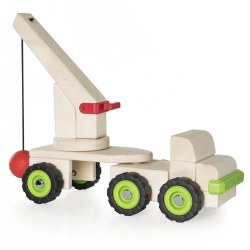 3 years & up. Building upon the multi-faceted early childhood development benefits of unit block play, this sturdy wooden truck is designed to overlay a lesson on how a simple machine works. This large wooden truck has a removable articulating trailer with a large wooden crane for maximum mobility. Children can use the wrecking ball to knock down structures. Use Unit Blocks (sold separately) along with this Block Science Big Truck to teach simple machine and STEM concepts while encouraging construction, deconstruction, teamwork, social interaction and self-expression. Measures 18"H x 5.5"D x 16.75"L.