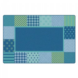 Image of Pattern Blocks Carpet - Blue - Rectangle