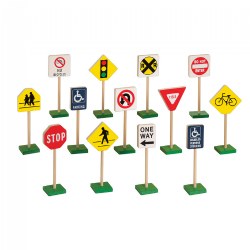 Image of Miniature Traffic Signs 7" High - 13 Pieces