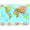 Laminated World Map with Flags