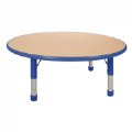 Alternate Image #2 of Nature Color Chunky 42" Round Toddler Table with 12" - 16" Adjustable Legs - Blue