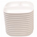 Family Style Dining - Set of 12 White Divided Plates