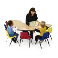 Golden Oak Adjustable Half Moon Table (36" x 72")