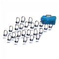 Alternate Image #2 of Multi Pack Deluxe Foam - 24 Personal Headphones in Blue with Carry Case