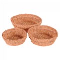 Round Washable Plastic Wicker Baskets - Set of 3