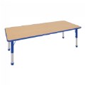 Nature Color Chunky 30" x 72" Table with 15-24" Adjustable Legs - Blue