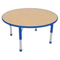 Nature Color Chunky 42" Round Table with 15-24" Adjustable Legs - Blue