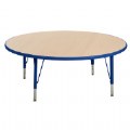 Nature Color 42" Round Table with 15-24" Adjustable Legs - Blue