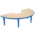 Nature Color Chunky 36"x72" Half Moon Toddler Table with 12-16" Adj. Legs - Blue