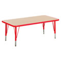 Nature Color 30x72 Rectangle Table 15-24" Adjustable Legs - Red