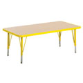 Nature Color 30x72 Rectangle Table 21-30" Adjustable Legs - Yellow